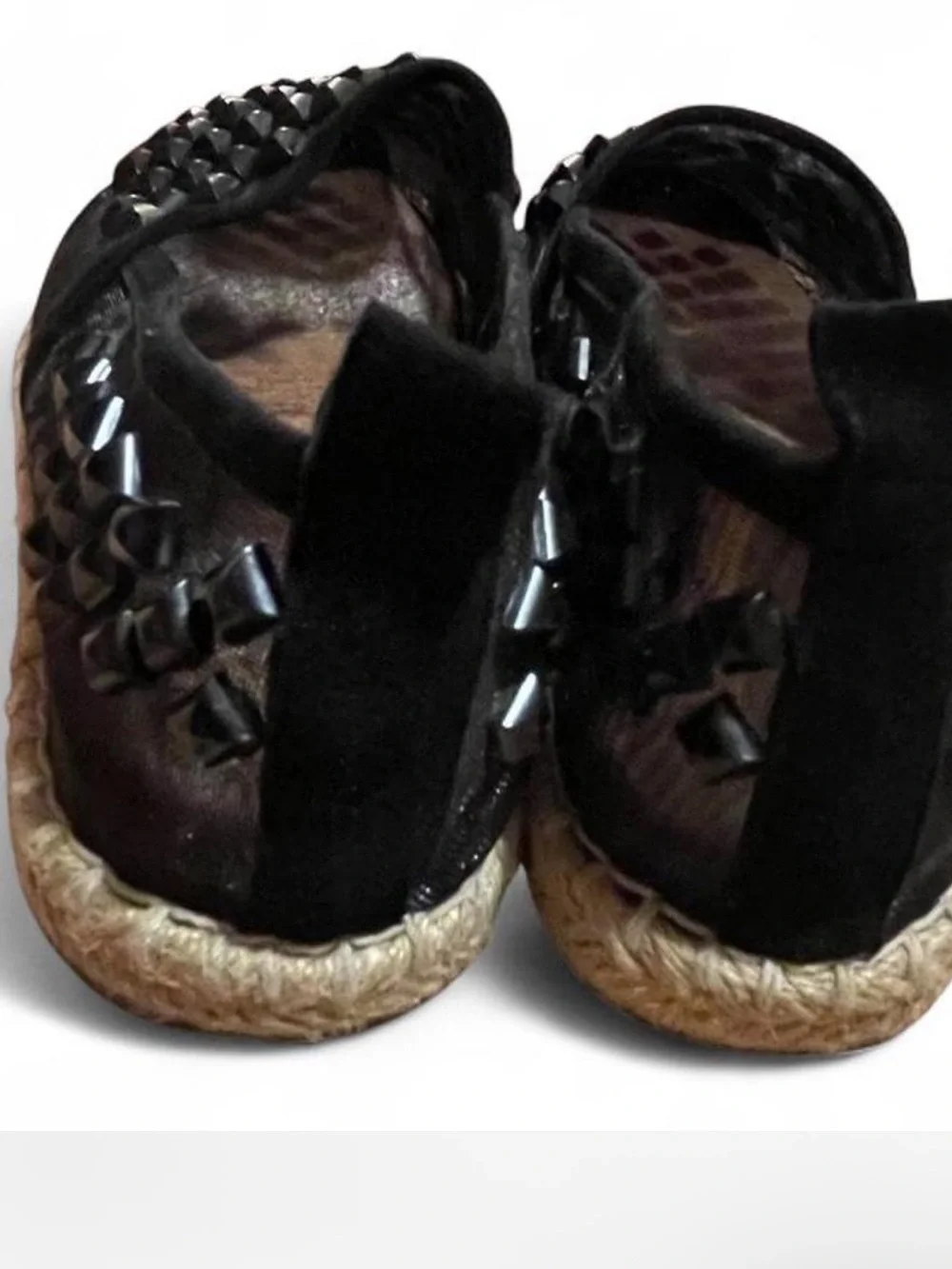 Jeffrey Campbell Black Studded Martini Espadrille Slip-On Flats
